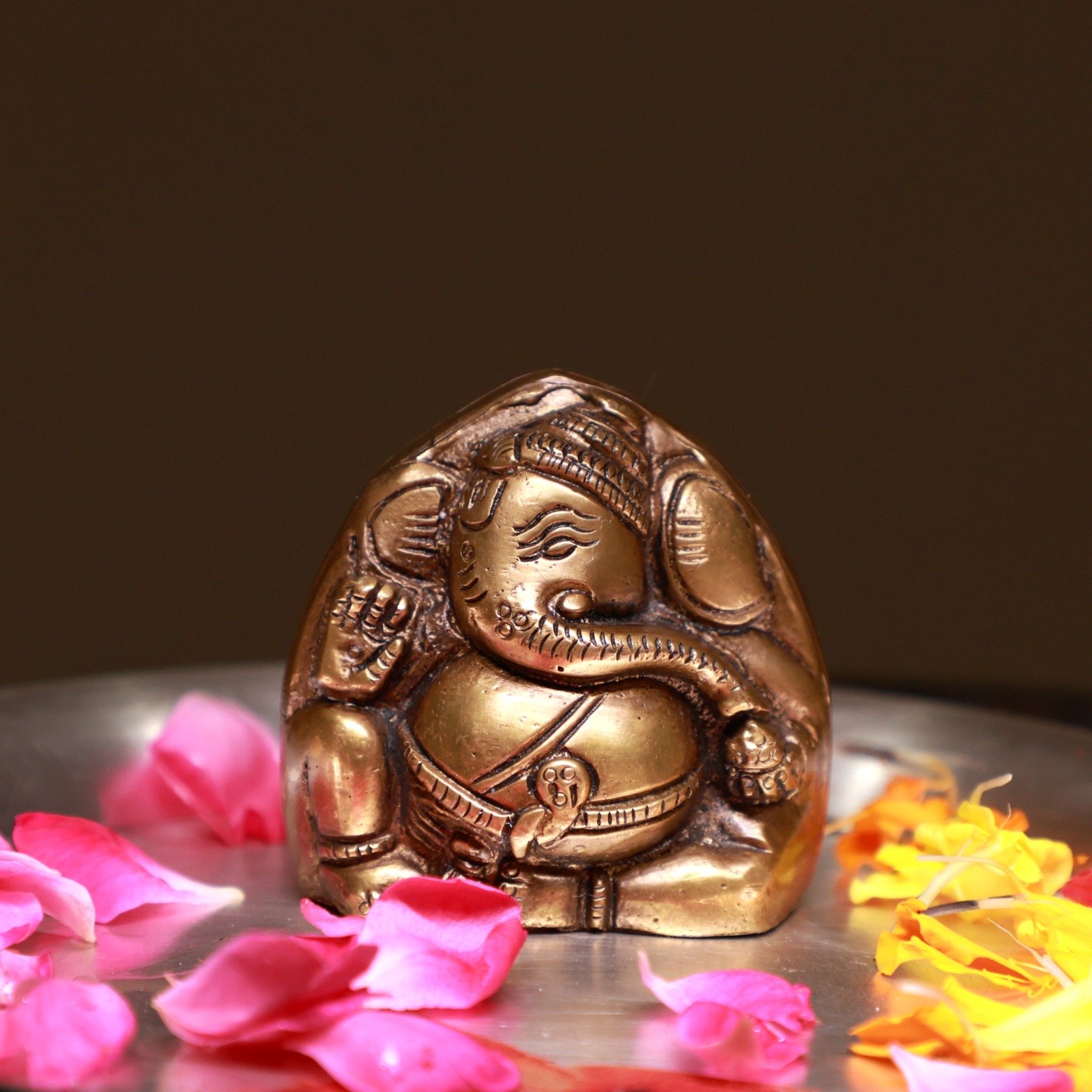 Handcrafted Brass Ganesha Idol with Face on both Sides