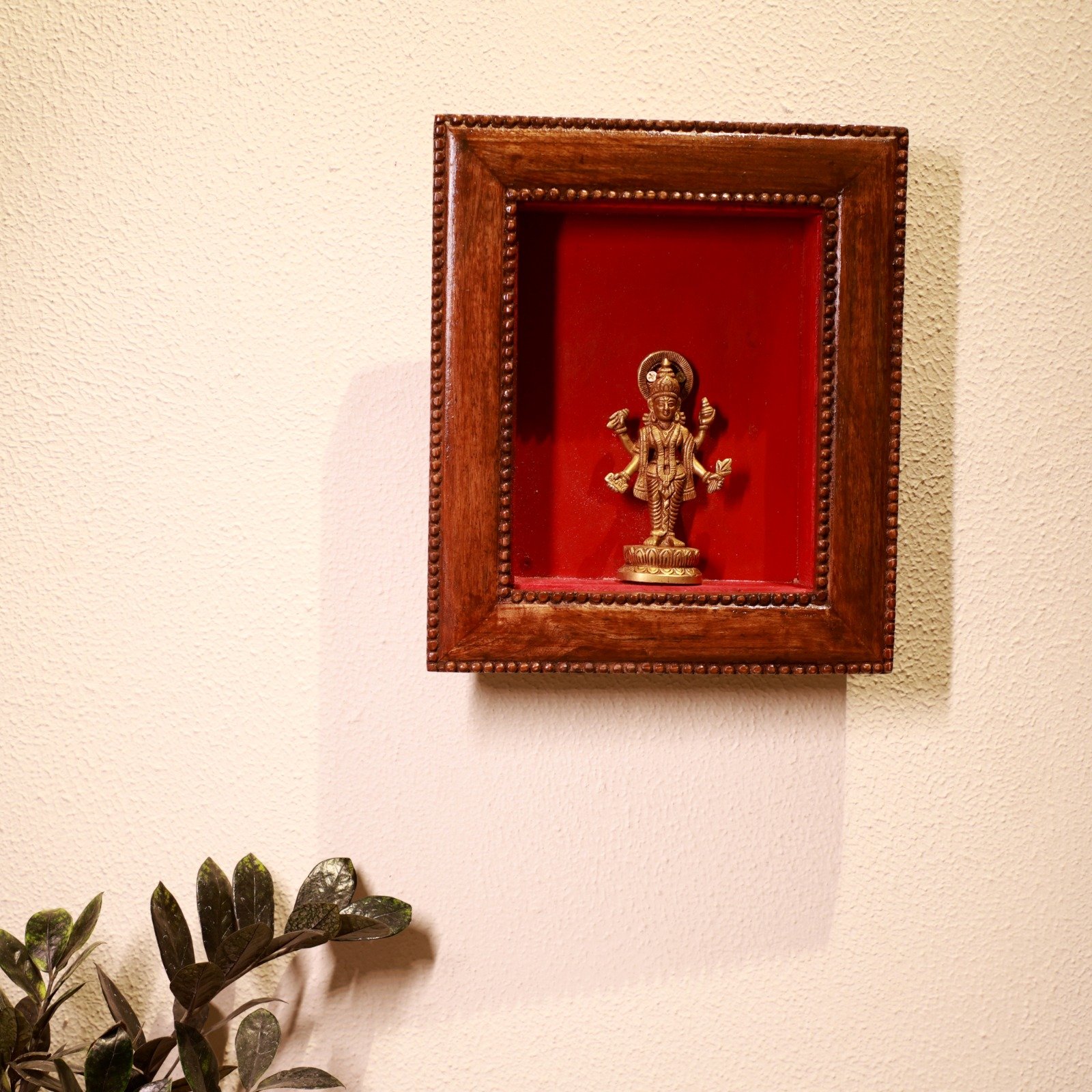 Handcrafted Wooden Frame with Lord Dhanvantri: Divine Spiritual Home Décor Gift