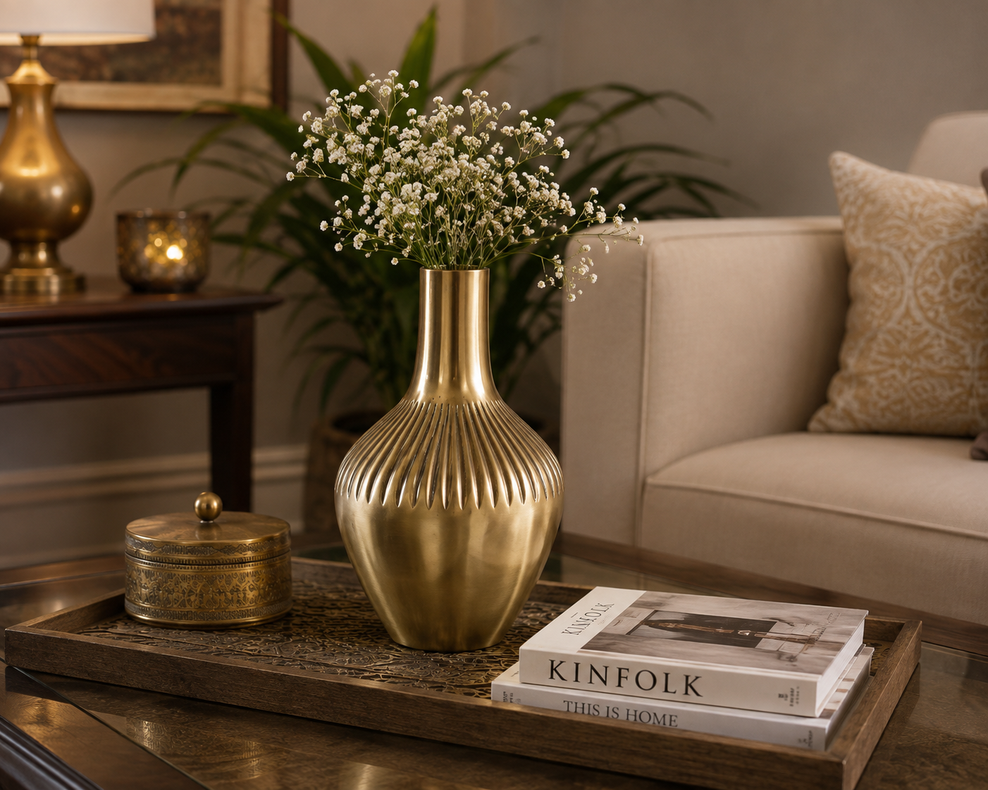 Gold Finish Flower Vase