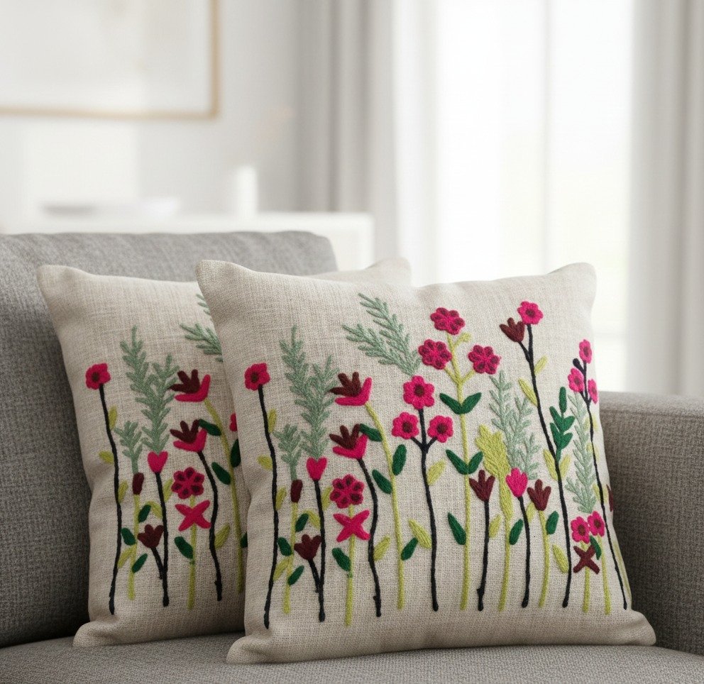 Floral Sticks Cushion Cover